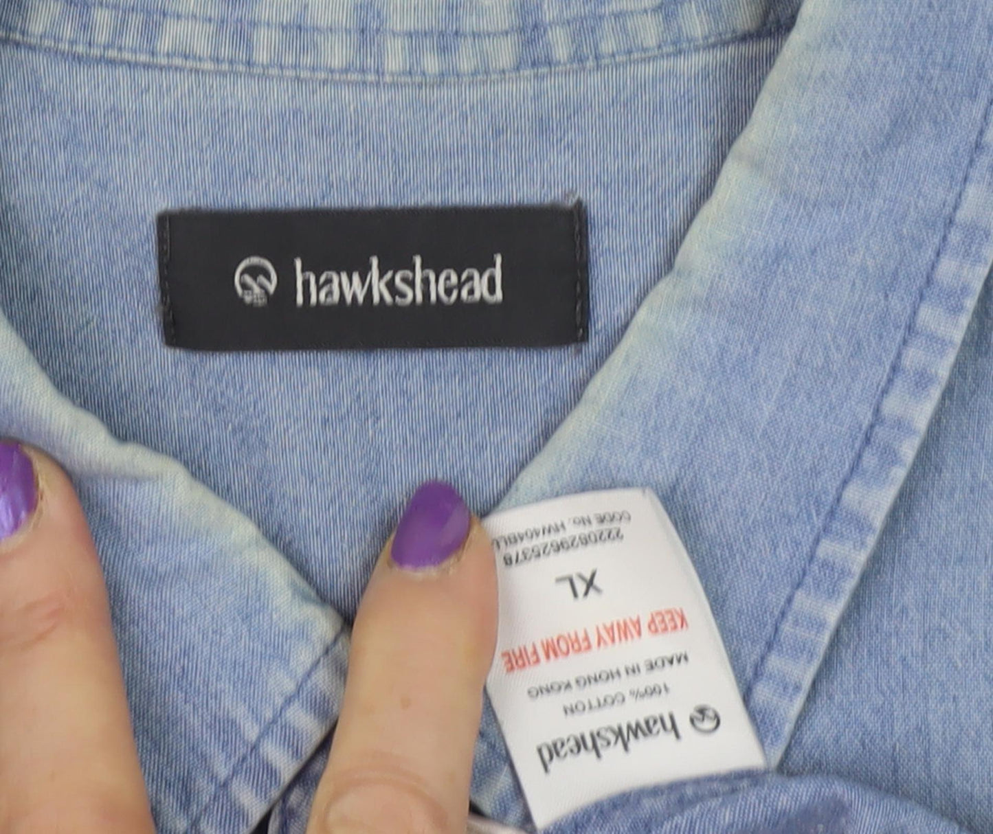 Hawkshead Men's Blue XL Denim Shirt, Casual Button-Up
