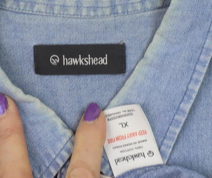 Hawkshead Men's Blue XL Denim Shirt, Casual Button-Up