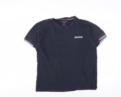 Lambretta Men's Blue Cotton Crew Neck T-Shirt - M