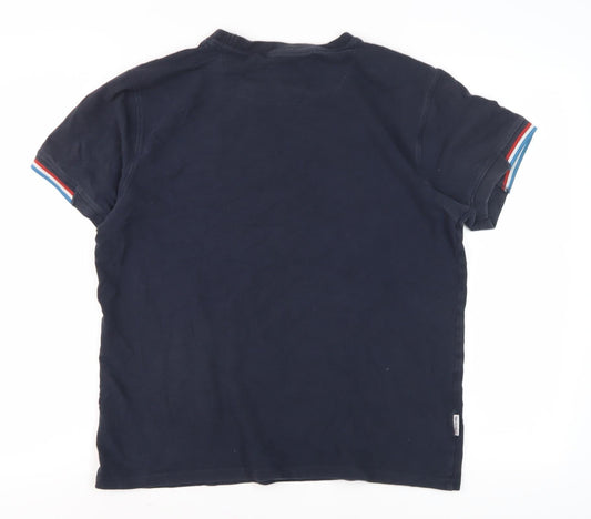 Lambretta Men's Blue Cotton Crew Neck T-Shirt - M