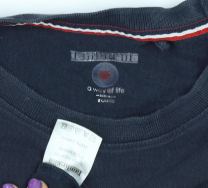 Lambretta Men's Blue Cotton Crew Neck T-Shirt - M