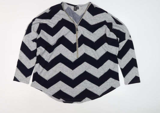 Womens UK Size 12 Izabel London Multicoloured Henley Jumper