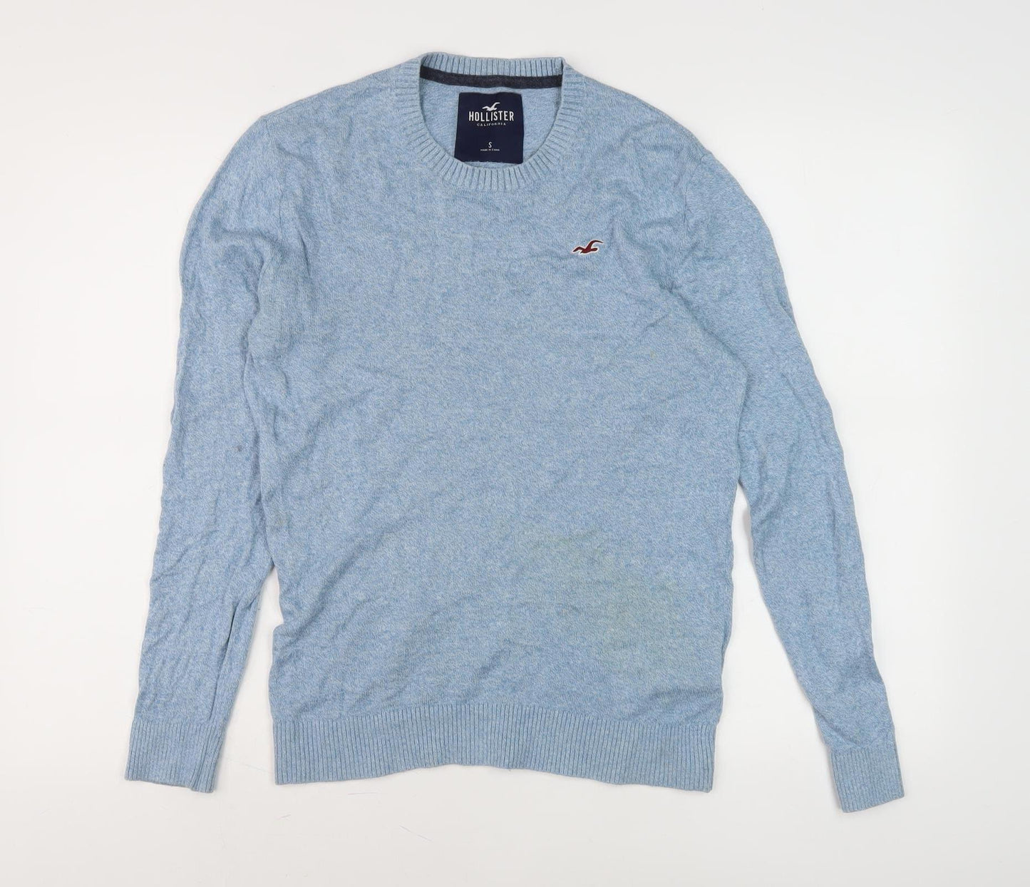 Hollister Men's Blue Cotton Pullover Jumper, Small