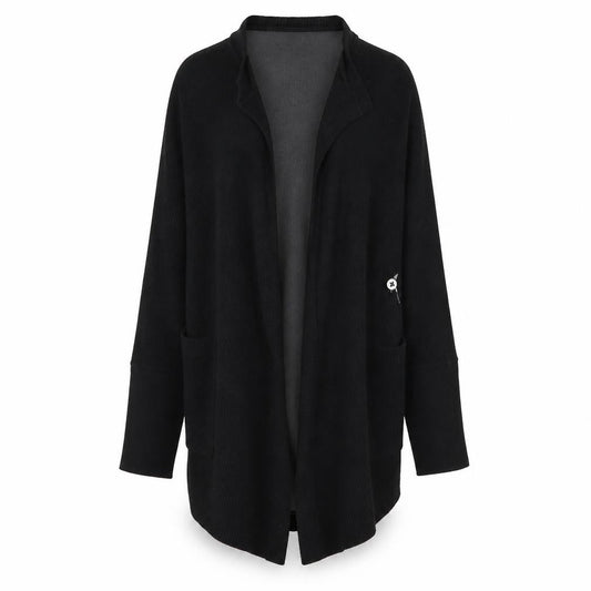 Diesel Women's Black Open Front Cardigan Medium Regular Fit