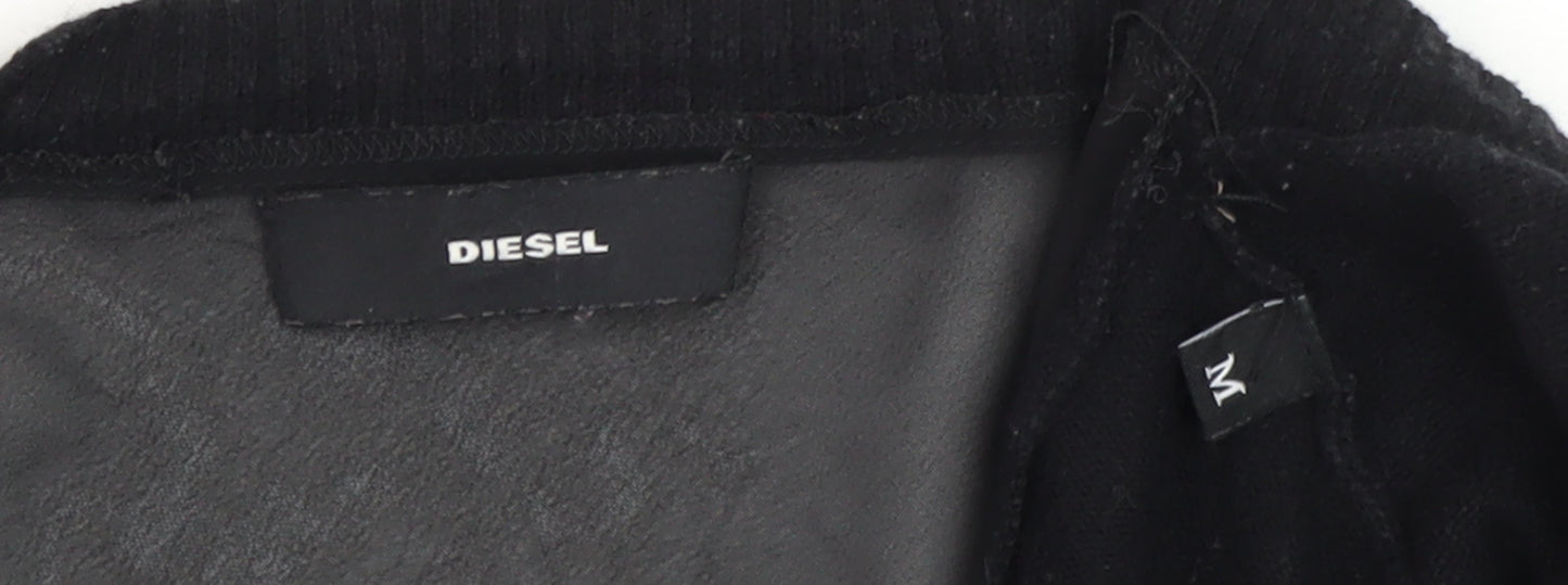 Diesel Women's Black Open Front Cardigan Medium Regular Fit
