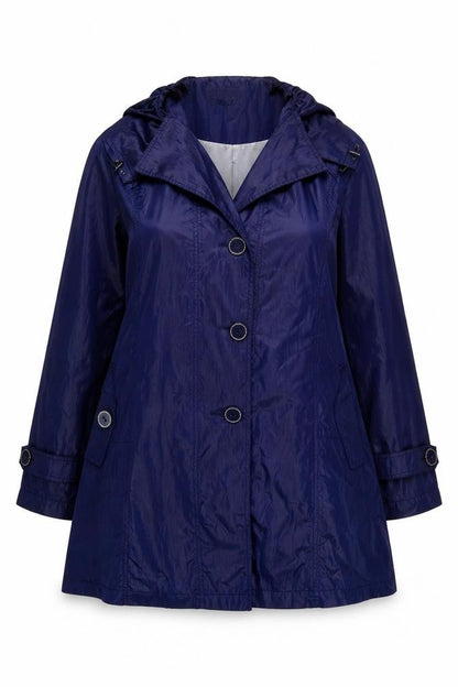 Simon Jeffery Women's Blue Long Nylon Coat, Size 18