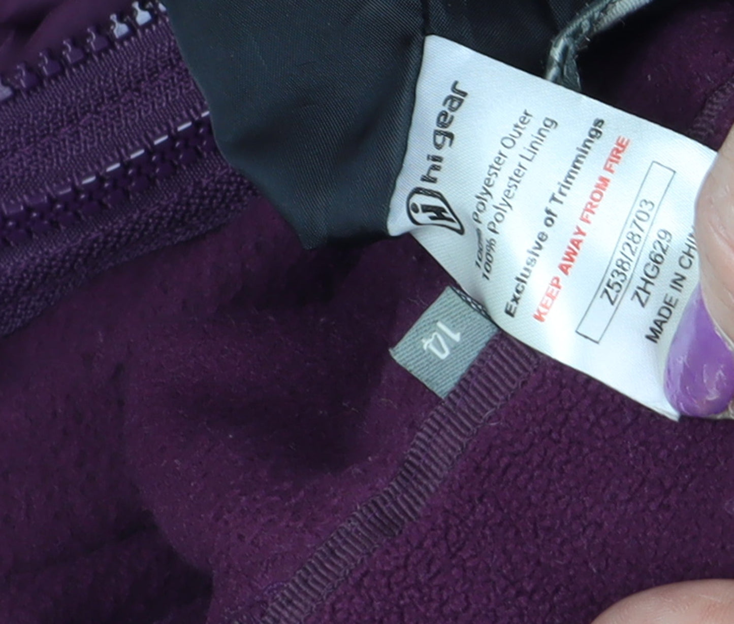 Womens UK Size 12 Hi Gear Purple Rain Coat