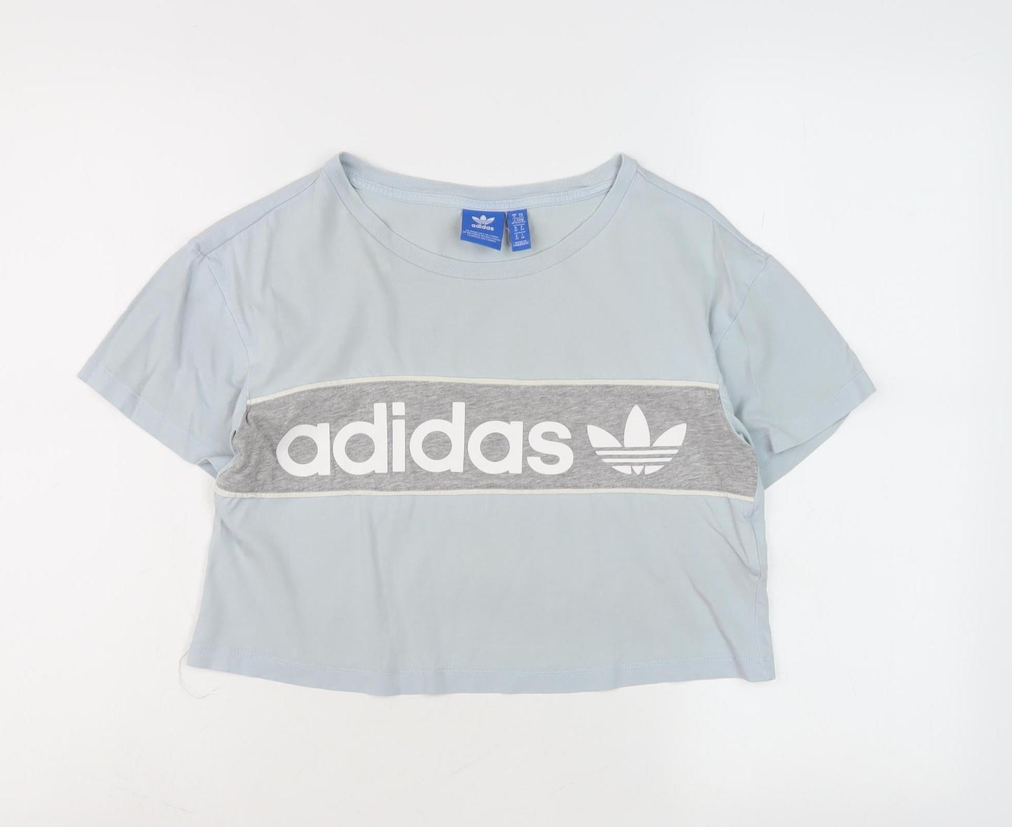 Adidas Women's Blue Cropped T-Shirt Size 8