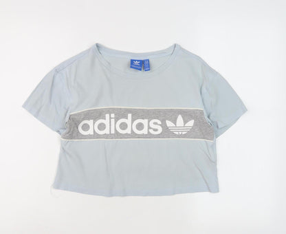 Adidas Women's Blue Cropped T-Shirt Size 8