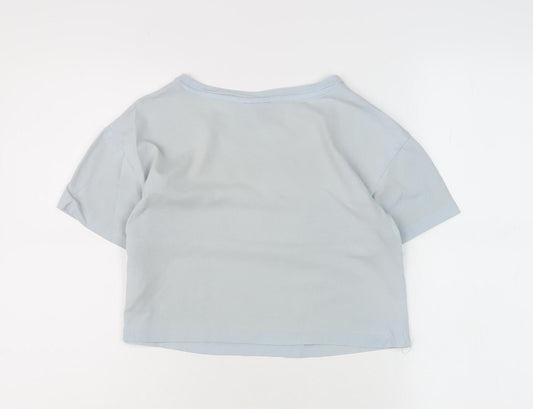 Adidas Women's Blue Cropped T-Shirt Size 8