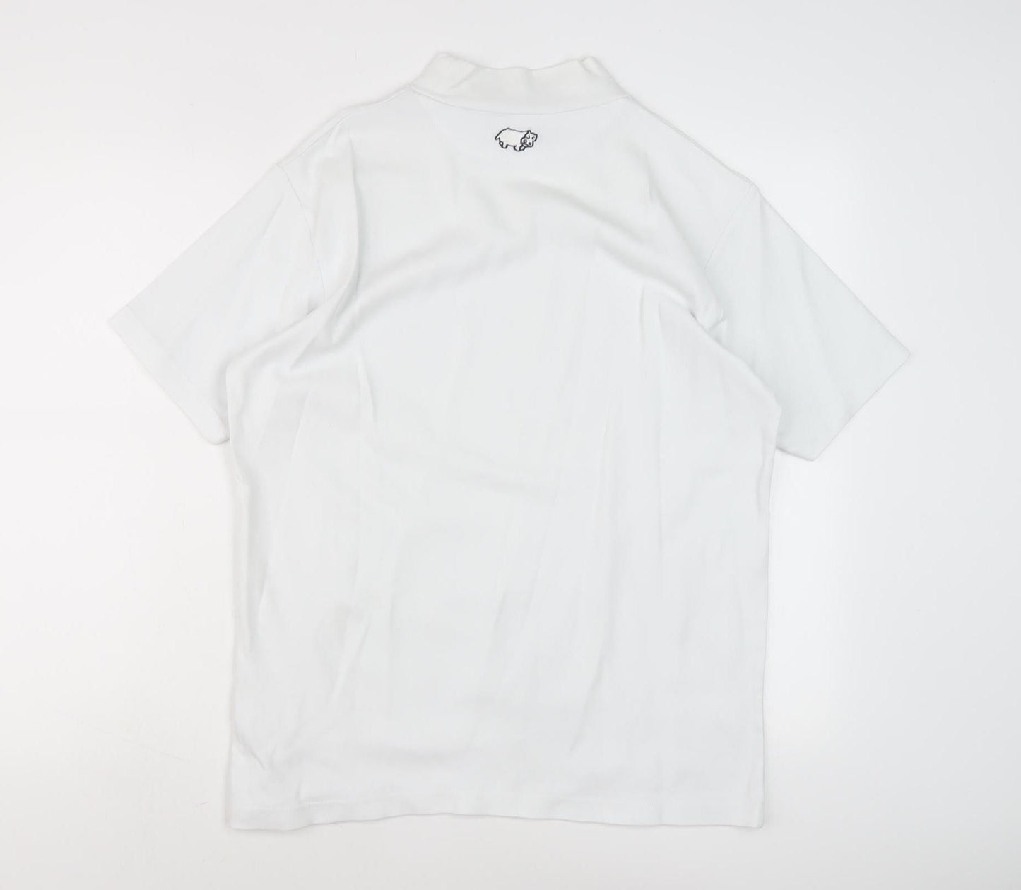 Hippo Men's White Mock Neck T-Shirt M
