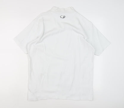 Hippo Men's White Mock Neck T-Shirt M