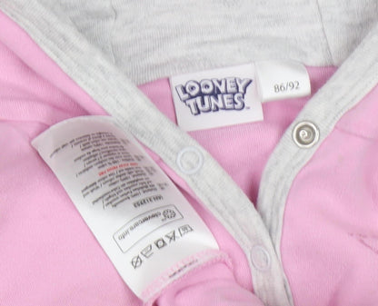 Looney Tunes Girls Pink Full Zip Hoodie, Size 1-2 Years, Casual