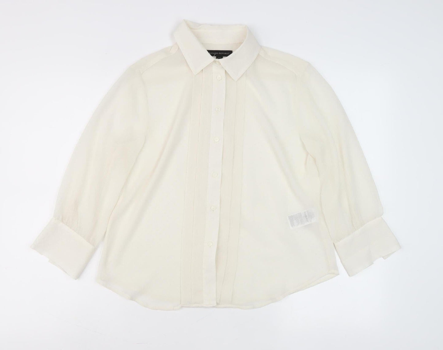 Banana Republic Women Ivory Button-Up Shirt S Petites