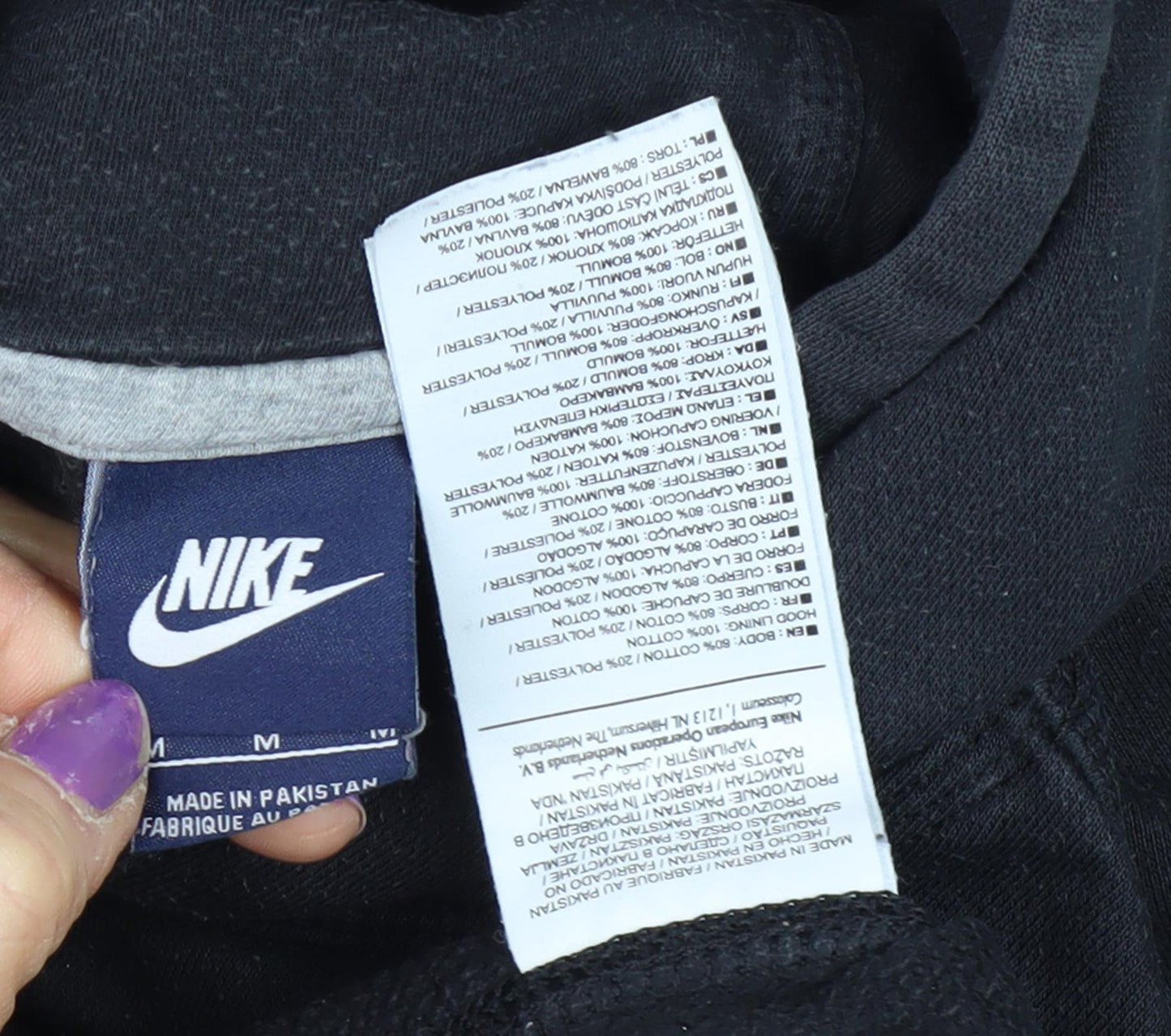 Mens UK Size M Nike Black Pullover Hoodie