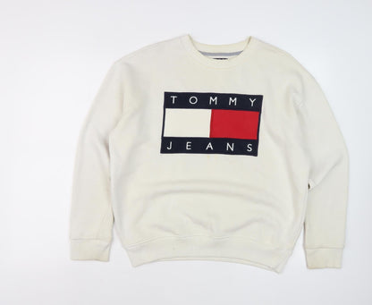 Tommy Jeans Men’s White Logo Sweatshirt Pullover