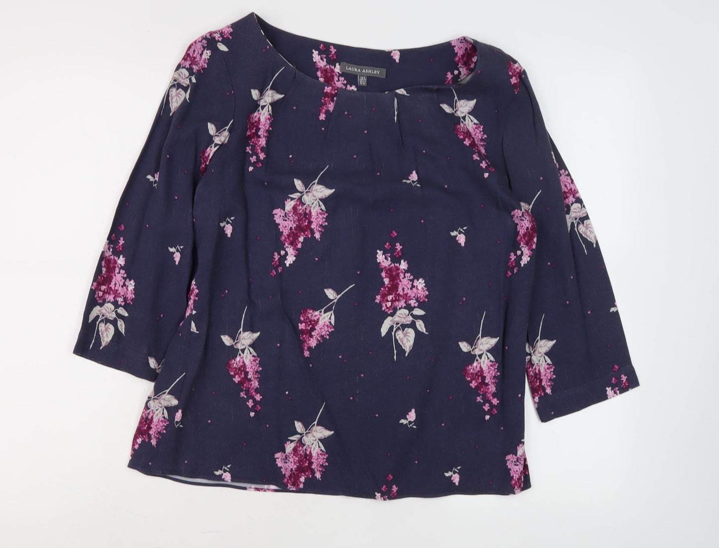 Womens UK Size 2 Laura Ashley Blue Basic Blouse