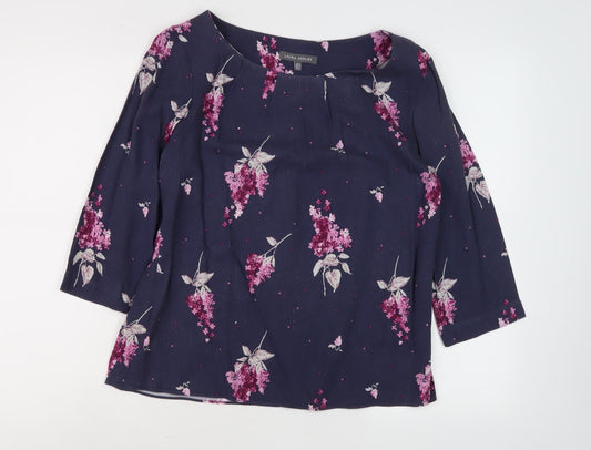 Laura Ashley Women's Blue Floral Blouse Size 2