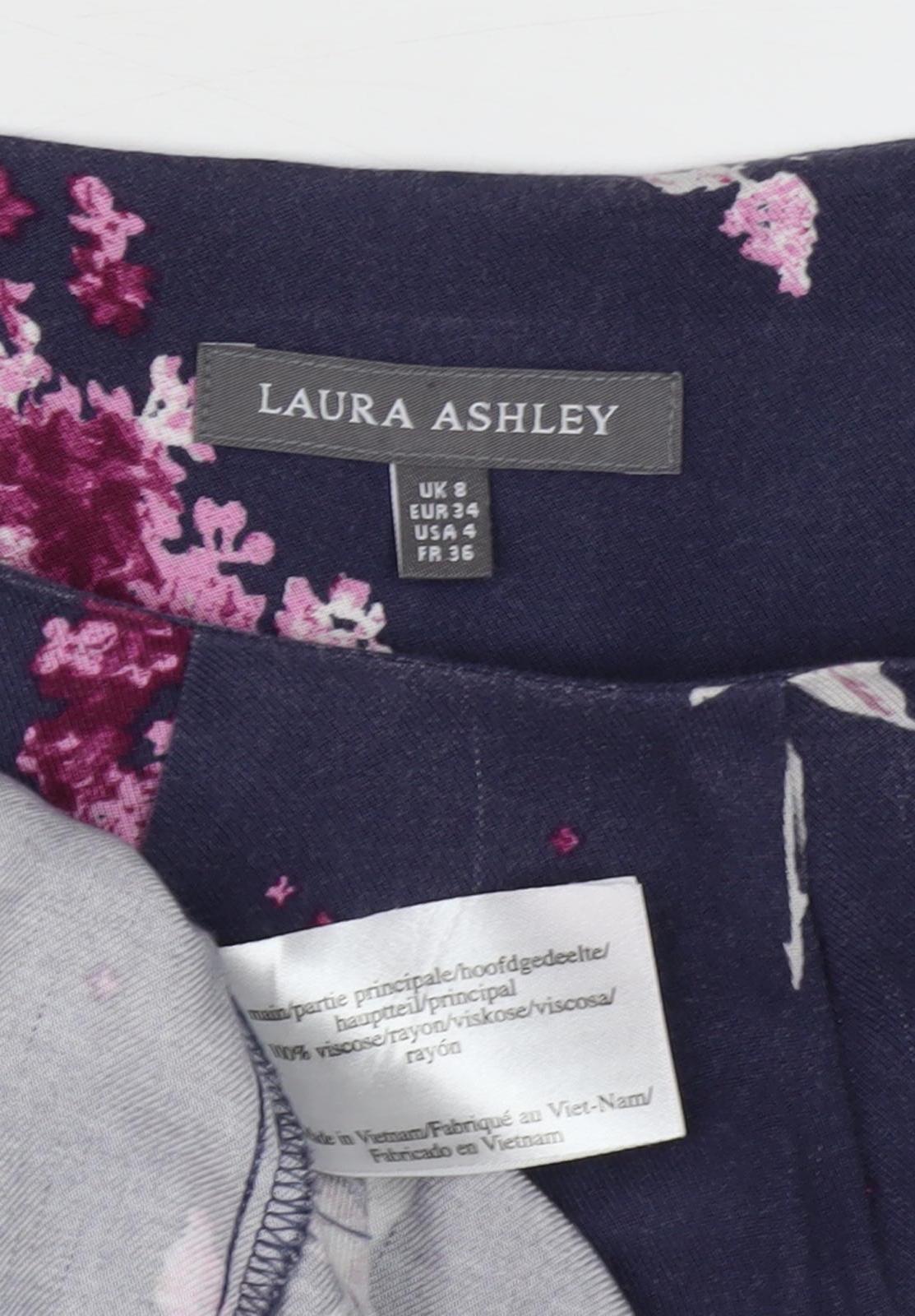 Womens UK Size 2 Laura Ashley Blue Basic Blouse