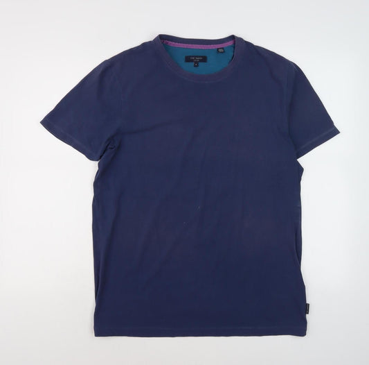 Ted Baker Men's Blue Cotton T-Shirt, Size L, Crew Neck
