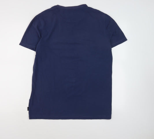 Ted Baker Men's Blue Cotton T-Shirt, Size L, Crew Neck
