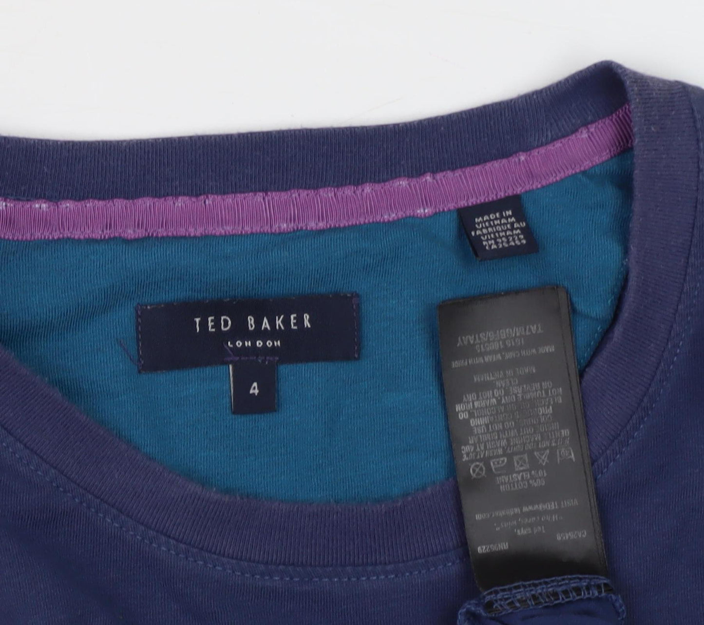 Ted Baker Men's Blue Cotton T-Shirt, Size L, Crew Neck