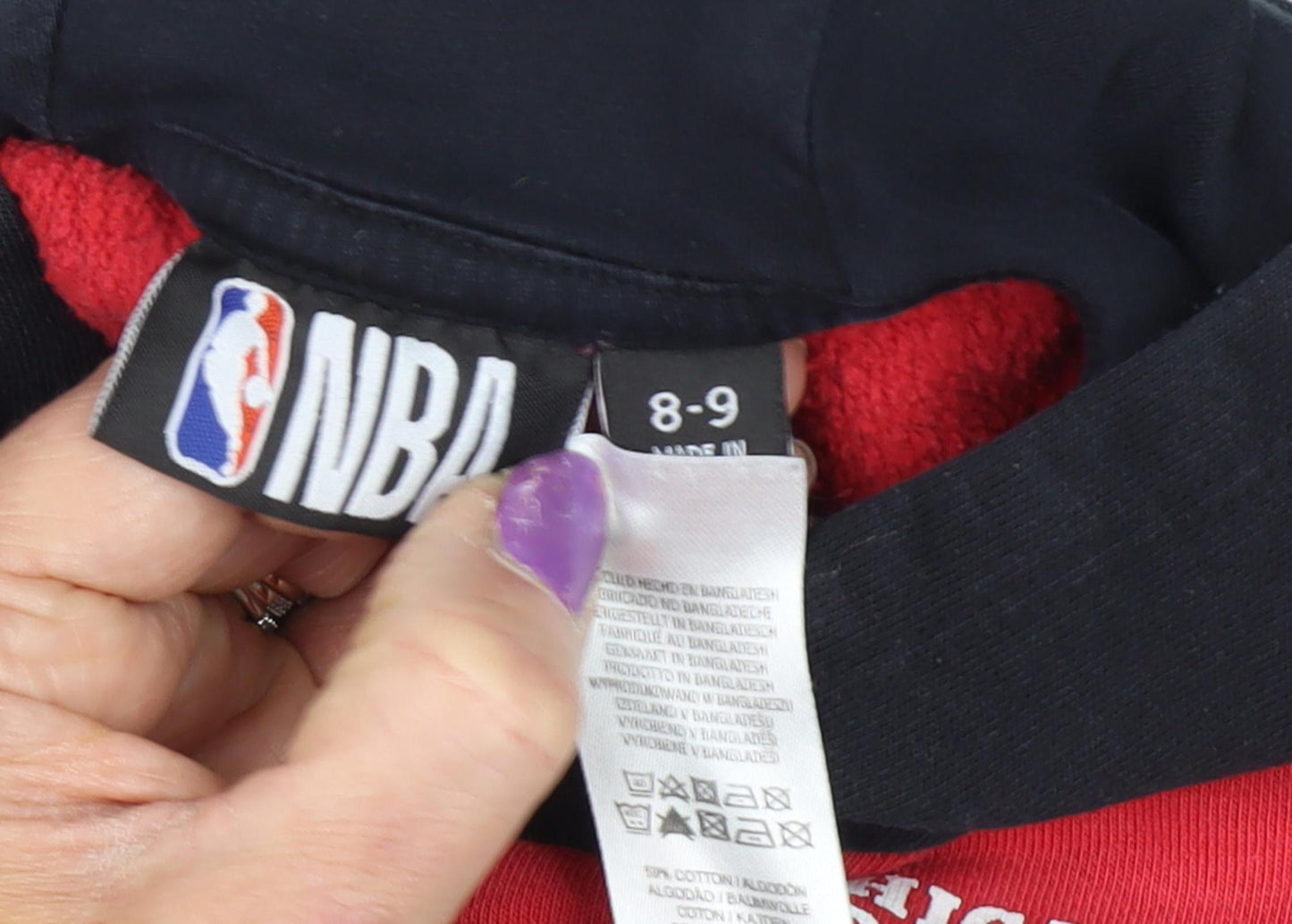NBA Boys Black, Red & White Pullover Hoodie 8-9 Years