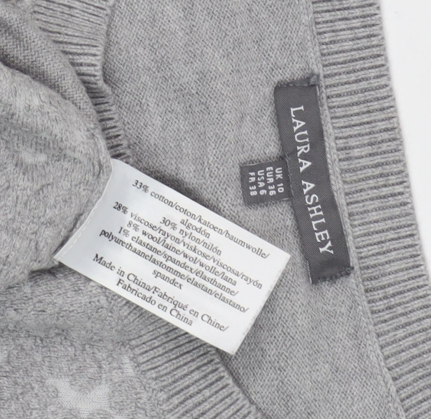 Laura Ashley Women's Grey Pullover Jumper Size 10