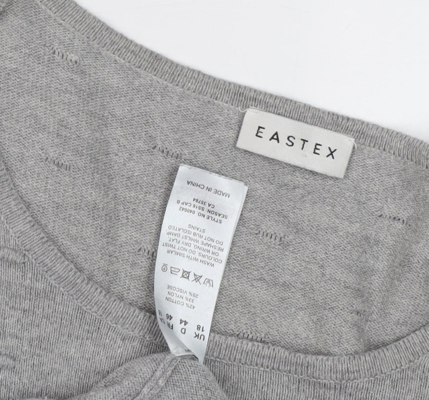 Eastex Women's Grey Jumper, Size 18, Cotton Mix