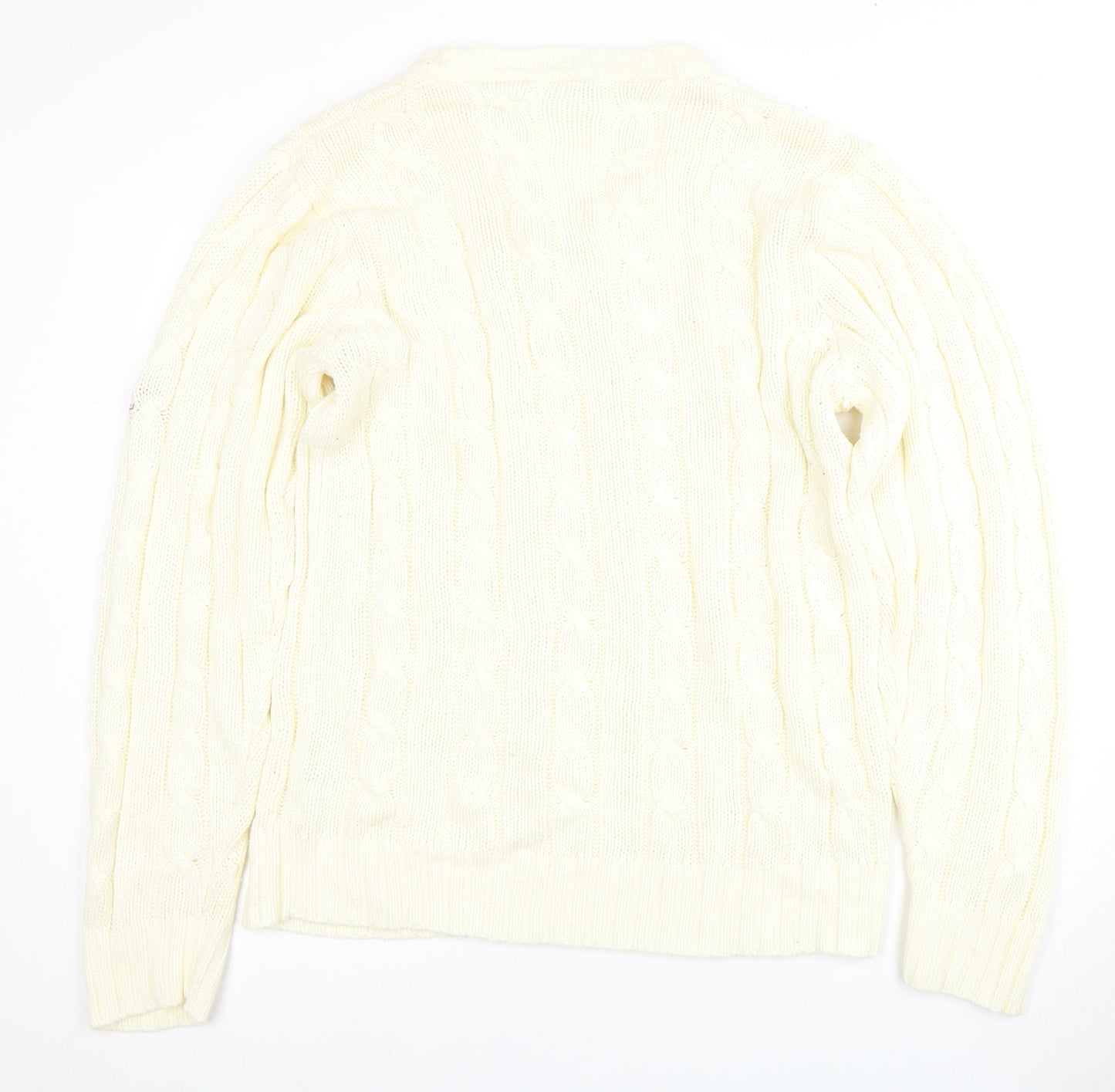 Slazenger Men's Ivory XL V-Neck Cable Knit Jumper