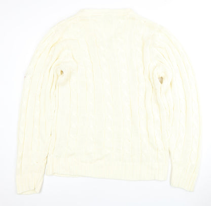 Slazenger Men's Ivory XL V-Neck Cable Knit Jumper