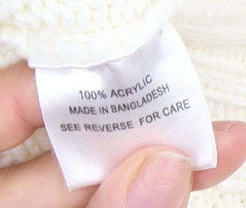 Slazenger Men's Ivory XL V-Neck Cable Knit Jumper