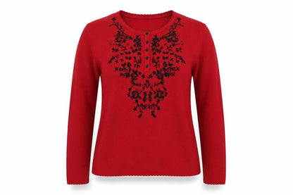 Womens UK Size M Jumper Red Henley Jumper