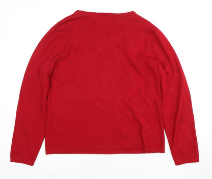 Womens UK Size M Jumper Red Henley Jumper