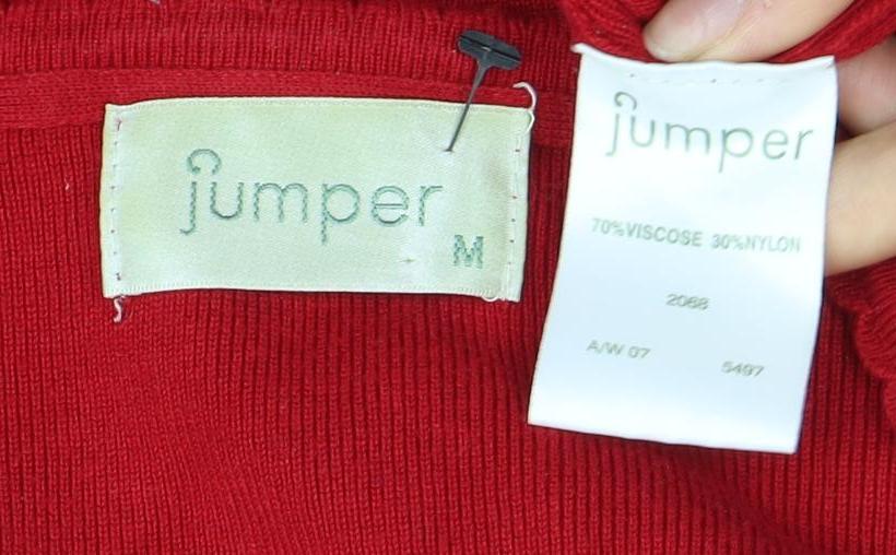 Womens UK Size M Jumper Red Henley Jumper