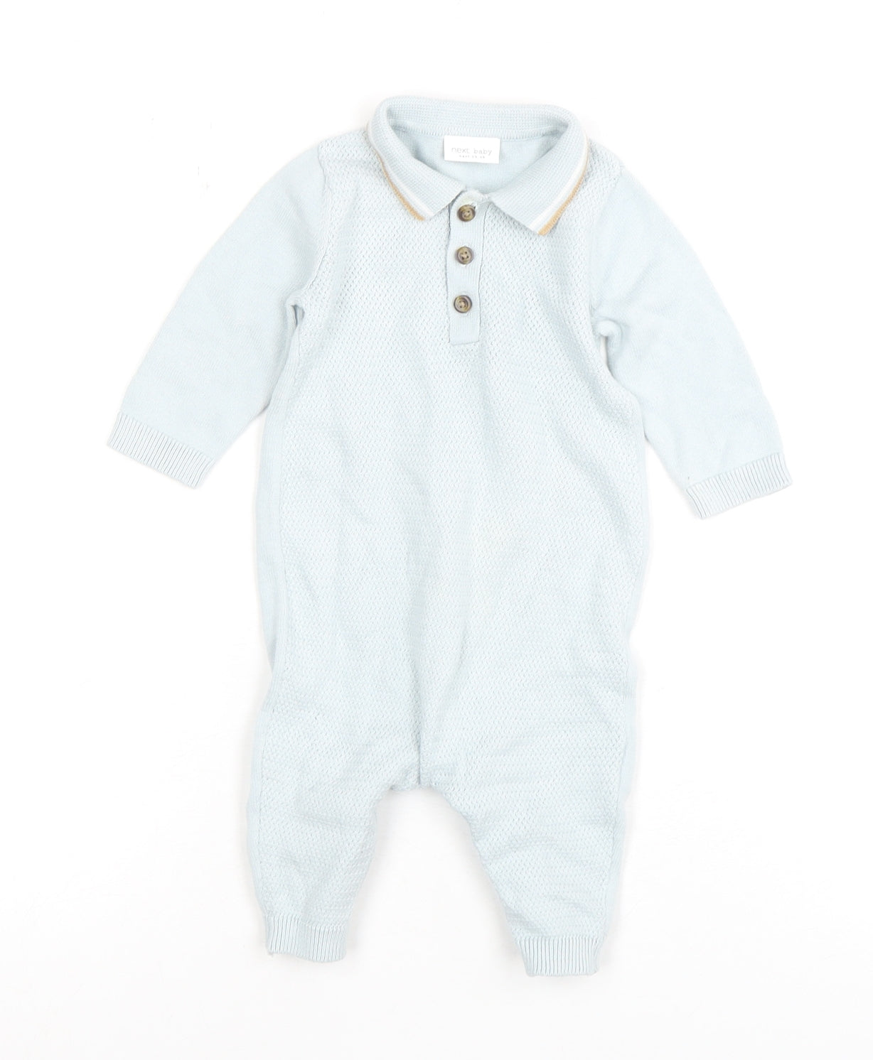 Next Unisex Baby Blue Knit Babygrow 0-3 Months