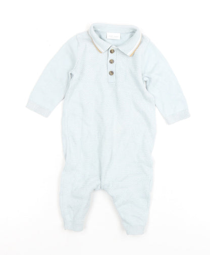 Next Unisex Baby Blue Knit Babygrow 0-3 Months