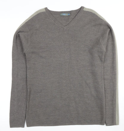 REISS Men's Grey V-Neck Wool Pullover - Size Unknown