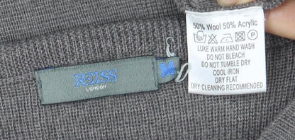 REISS Men's Grey V-Neck Wool Pullover - Size Unknown