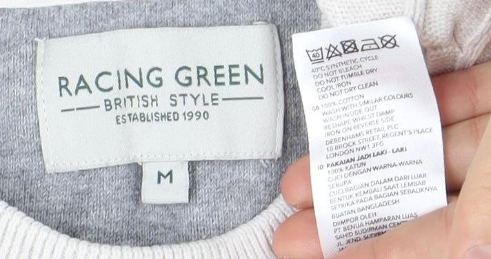 Mens UK Size M Racing Green Ivory Pullover