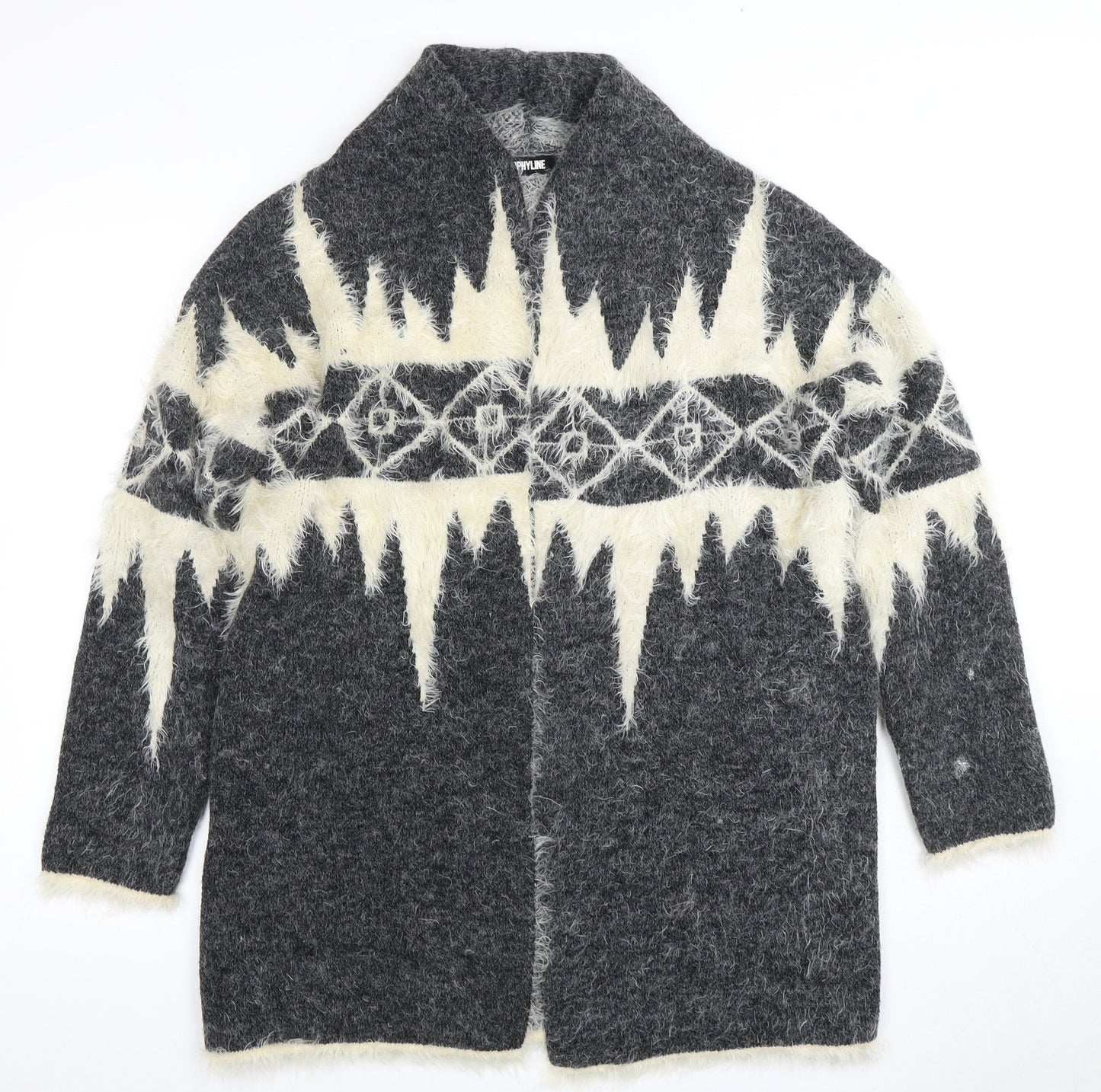Sophlyline Women's Grey Geometric Cardigan Jumper
