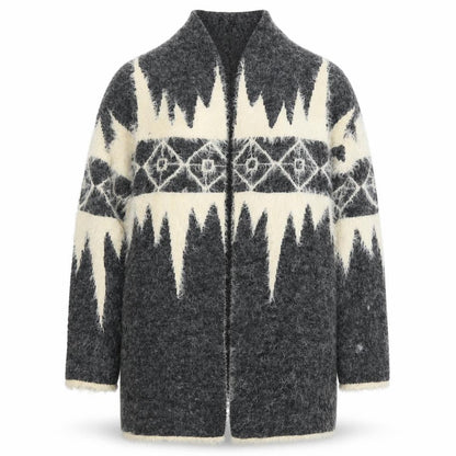 Sophlyline Women's Grey Geometric Cardigan Jumper