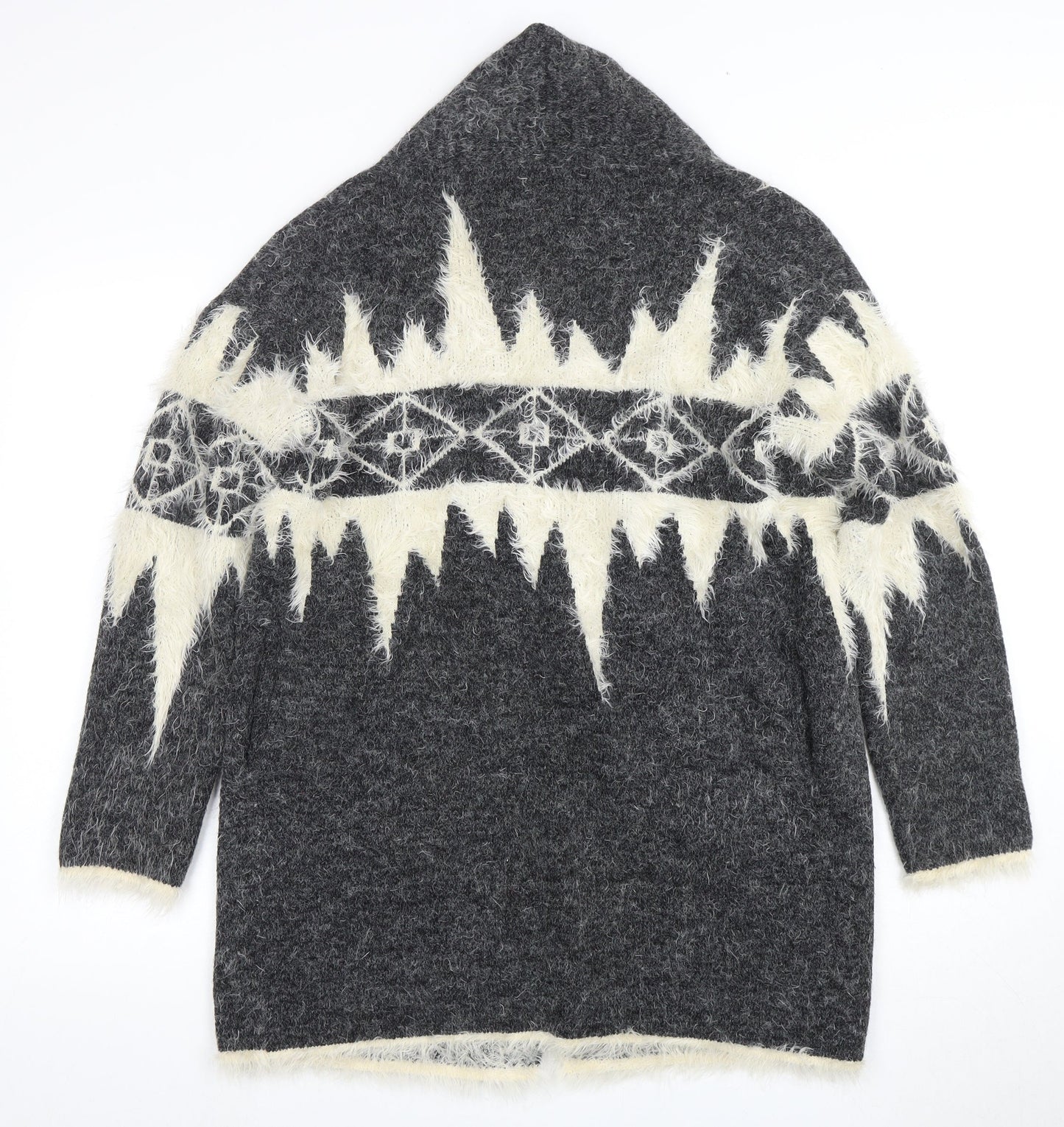 Sophlyline Women's Grey Geometric Cardigan Jumper