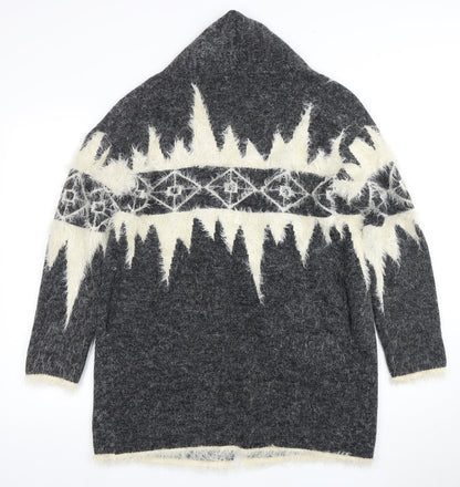 Sophlyline Women's Grey Geometric Cardigan Jumper