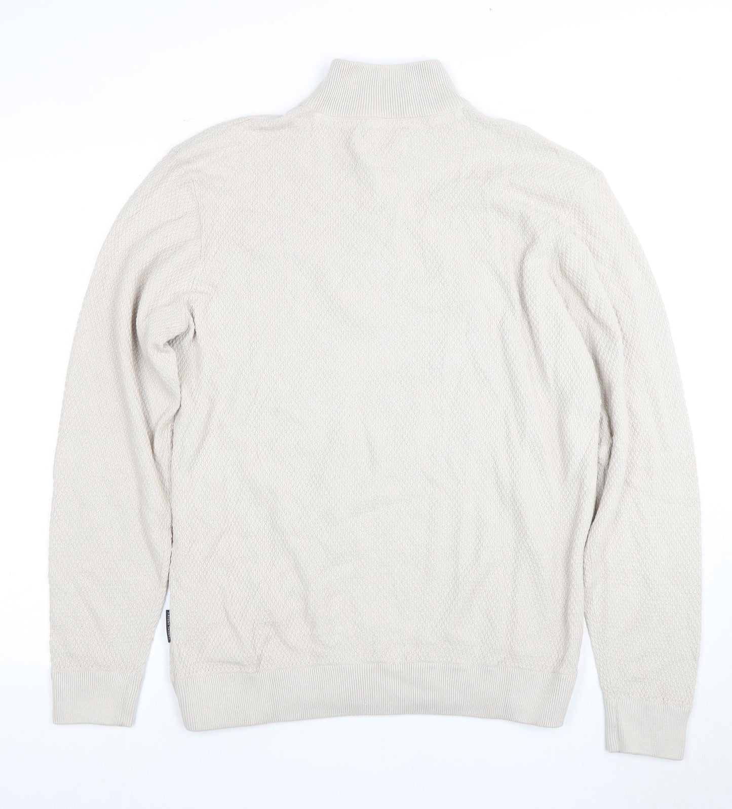 Casual Friday Men's Beige XL Full Zip High Neck Jumper