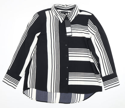 For All the Love Women's Black & White Striped Button-Up Shirt