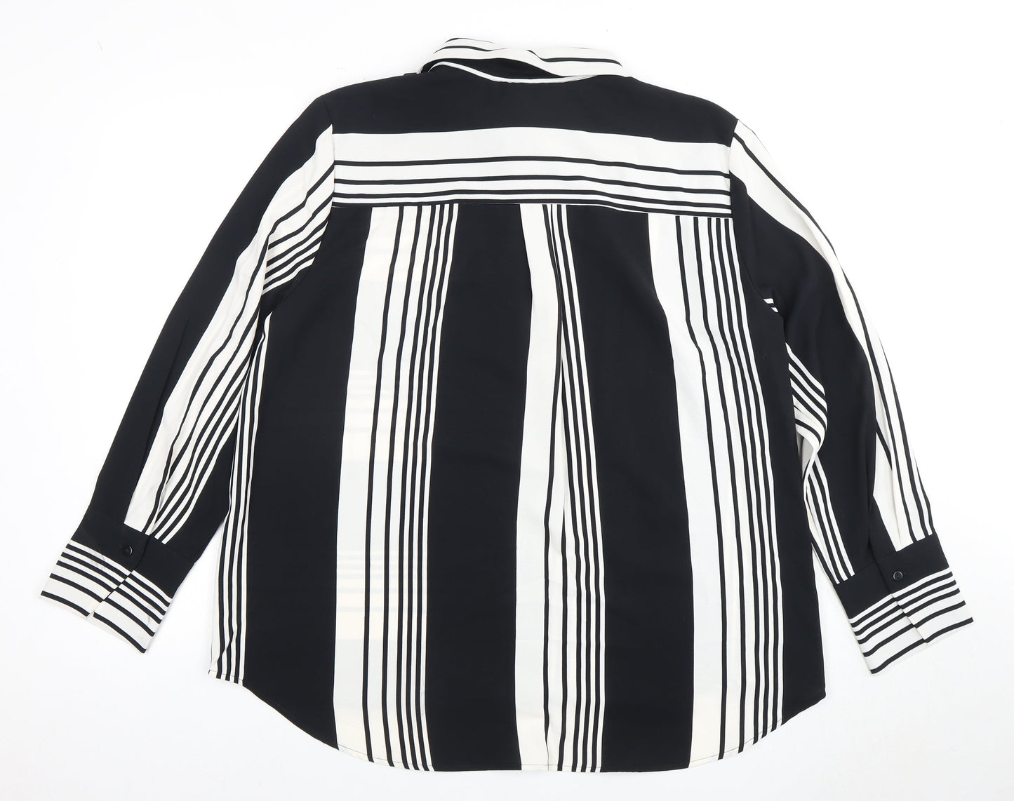 For All the Love Women's Black & White Striped Button-Up Shirt