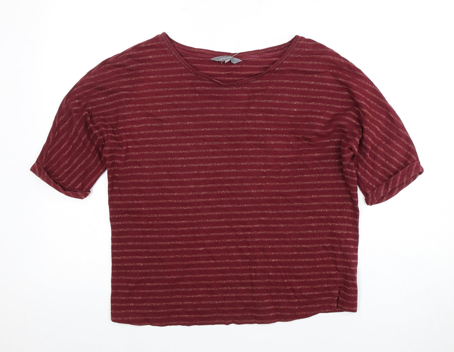 Womens UK Size 10 Principles Red Jersey T-Shirt