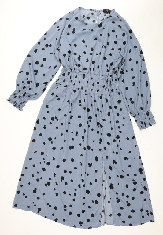 AX Paris Women's Black Polka Dot Long Sleeve Dress Size 14