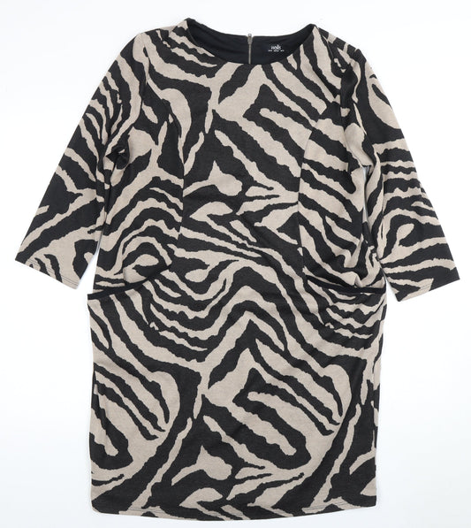 Wallis Women's Black Animal Print Sheath Dress Size 16